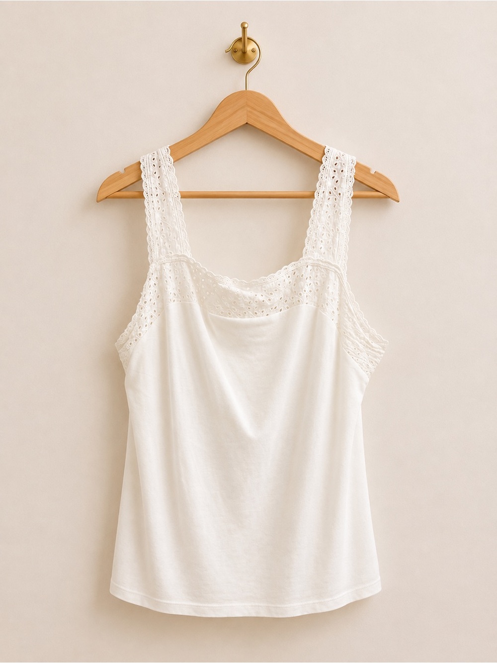 Lauren Ralph Lauren Cream Eyelet Lace Tank Top Size 1X 100% Cotton